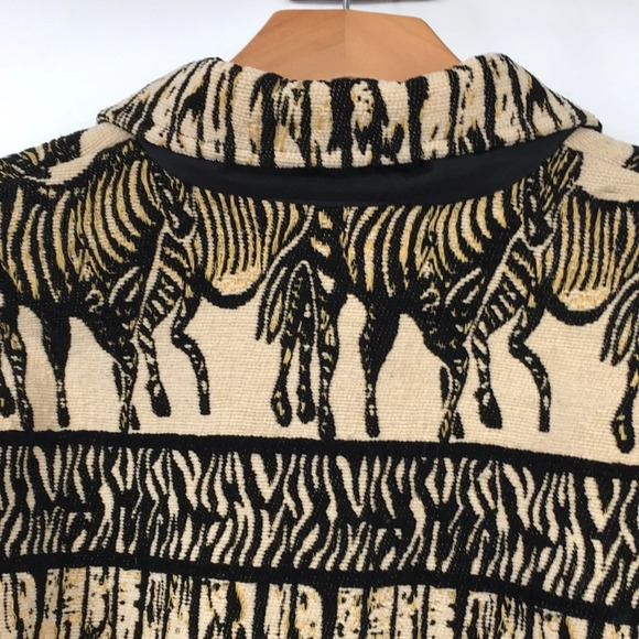 TanTrums Rare Jacket Womens M Vintage Brown Zebra Print Button Front Woven - Picture 8 of 11